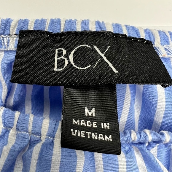 BCX Womens Blue White Stripe Crop Top Size Medium‎ Daisy Sleeveless - Picture 2 of 8